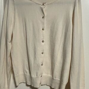 Ann Taylor Cream Button-Up Cardigan
